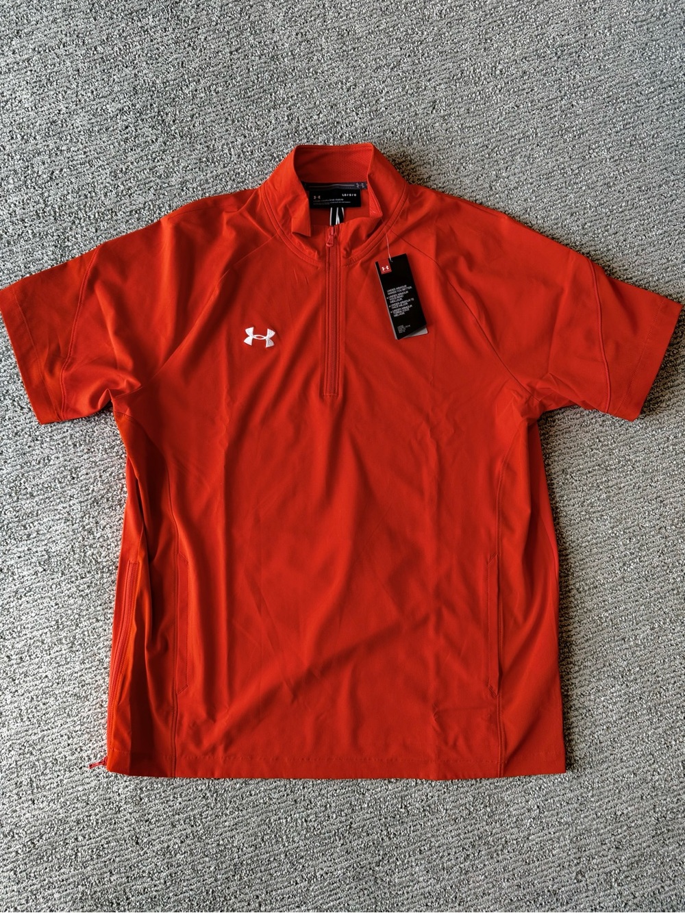 Under Armour Men's Bright Orange Short-Sleeve Half-Zip Performance Shirt Size L